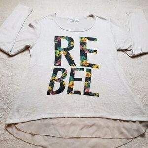 Cato Rebel Floral Womens Shirt Long Sleeves Sheer Bottom Layer Size Large